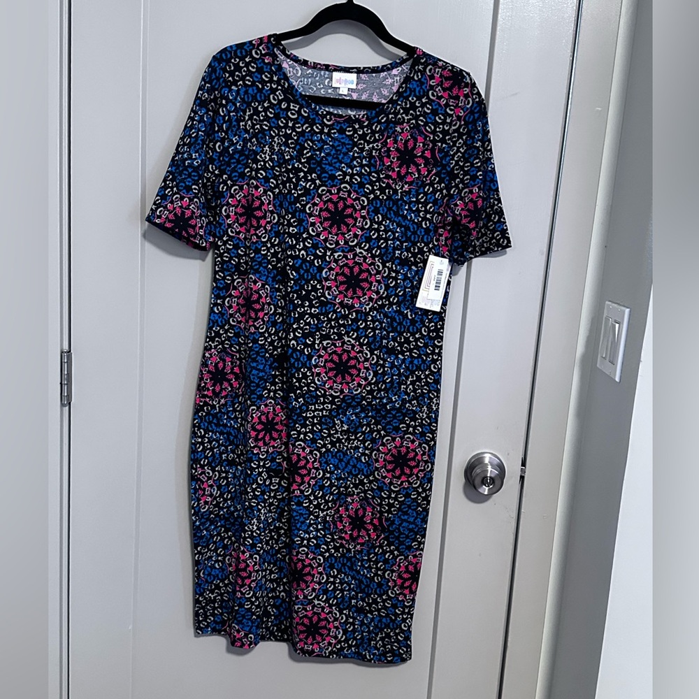 *LuLaRoe Blue and Pink Floral Midi Dress